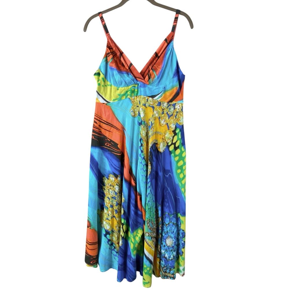 Jams World Sun Dress Size M Multicolor Tropical Beach Resort